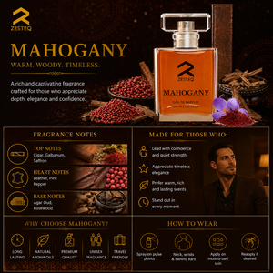 น้ำหอม Zesteq Mahogany Eau De Parfum 30 มล. น้ำหอมพรีเมียมสำหรับผู้ชาย กลิ่นหอมอบอุ่น แนววู้ดดี้ หรูหรา ติดทนนาน กลิ่นเอกลักษณ์เฉพาะตัว - Product Image 3