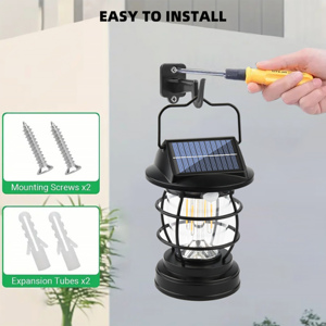 Lampe solaire LED étanche pour jardin, route, bureau et extérieur, lanterne de camping avec indice de protection IP55, 3500K blanc chaud, 4V - Product Image 4