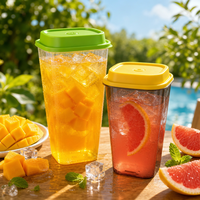Gobelets à bulles en plastique PP carrés avec logo personnalisé, gobelets à smoothie jetables de 26 oz et 32 oz, gobelets à thé au lait avec couvercles pour thé au lait à bulles