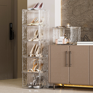 Haixin Étagère à chaussures de type combiné Rangement en plastique transparent avec espacement élevé Conception combinée pour ranger toutes les chaussures - Product Image 1