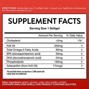 Complément alimentaire d'huile de krill oméga 3 de haute qualité, 130 gélules molles avec huile de poisson pour adultes, soutient la santé - Product Image 3