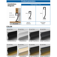 Profilé LED en aluminium pour plinthe, bande lumineuse moderne noire et blanche, éclairage intérieur pour la décoration murale de la maison, hôtel, bar