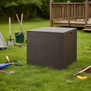 Boîte de rangement extérieure 72 gallons en rotin résistant aux intempéries, type rectangulaire sur pied pour solution de rangement de jardin et de patio - Product Image 2