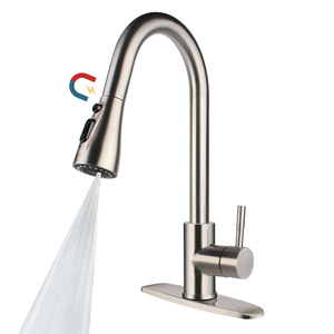 Brass Kitchen Faucet American CUPC Pull Out Spray Deck Mounted Flexible Gooseneck Faucets Modern Magnetic Kitchen Faucet