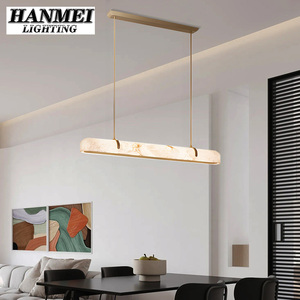 Lámpara de Araña LED Moderna de Cobre con Pantalla de Mármol, Fácil Instalación, Iluminación Decorativa para Hoteles y Hogares, Estilo Art Deco HM-PC-114 Moder - Product Image 3