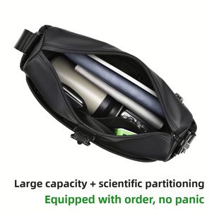 Bolso Bandolera Casual y Funcional para Hombre, de Gran Capacidad, Multifuncional, de Nailon con Revestimiento Negro Impermeable, para Viajes al Aire Libre - Product Image 2
