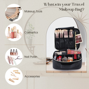 Leather Travel Makeup <b>Bag</b> Zipper Closure Portable <b>Make</b> <b>up</b> Artist Storage <b>Bag</b> with Makeup Brushes Holder Zipper Pouch - Product Image 2