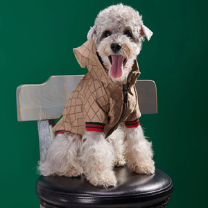 Sudadera con capucha informal de poliéster con estampado de diamantes para invierno y verano, con cremallera, para <span class=keywords><strong>cachorros</strong></span> de Teddy, Bichón Frisé, <span class=keywords><strong>Schnauzer</strong></span> y Bulldog. - Product Image 2