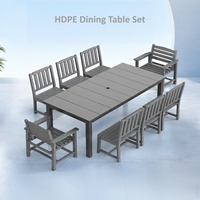 Amerikanischer Stil Outdoor-Möbel HDPE Garten-Essgruppe Kunststoff-Terrassenstühle 9-teiliges Sofa-Set für Balkon, Innenhof, Park, Villa