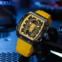 Montre connectée numérique SMAEL carrée en acrylique pour homme, bracelet en plastique, étanche 50 ATM, avec alarme et veilleuse, modèle sport tendance, haute qualité, vente chaude