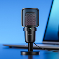 Microphone de bureau à condensateur filaire avec bras et support, éclairage RGB pour podcast, studio d'enregistrement, jeux