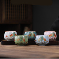 Tasses à thé en céramique de maître chinois aux cinq éléments, tasse à thé individuelle, coffret cadeau, ensemble de thé Kung Fu, cadeau pratique