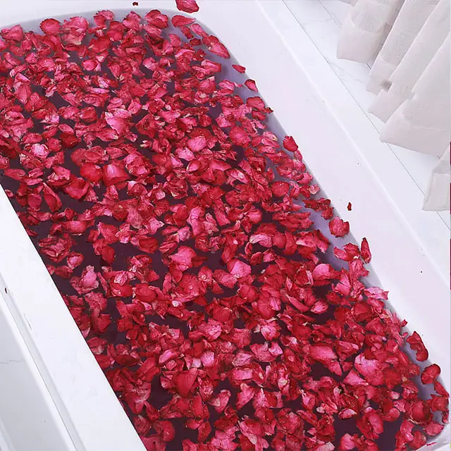 Pétale de rose séchée biologique, pétales de confettis de fleurs colorées en vrac pour le bain et le mariage, vente en gros