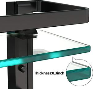 Kệ tắm kính treo tường hiện đại màu đen, kệ kính nhà tắm, kệ đựng dầu gội bằng kính - Product Image 3