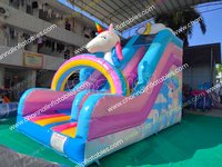 Licorne rebond parcours d'obstacles toboggan videur saut aire de jeux toboggan gonflable géant commercial videur château toboggans