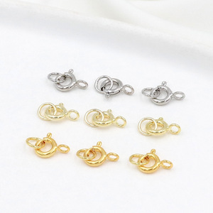 Conector de joyería con cierre de resorte de oro de 18k para pulseras y collares, accesorios DIY, fornituras metálicas chapadas, opciones en oro blanco de 14k y plata. - Product Image 1