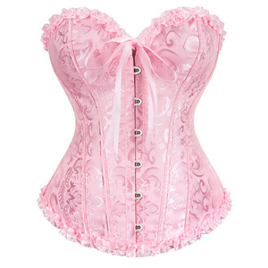INTIFLOWER BL6848 Sexy Plus Size Black Waist Trainer Breathable Overbust <strong>Corset</strong> <strong>Tops</strong> With <strong>Push</strong> <strong>up</strong> Bra - Product Image 4