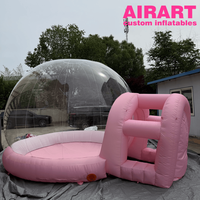 Tente Gonflable Transparente Rose en Forme de Dôme, Maison Transparente pour Fête d'Anniversaire d'Enfants et Séance Photo en Plein Air