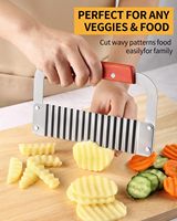 Coupe-frites ondulées en acier inoxydable 304 avec manche ergonomique en bois pour légumes et frites décoratives
