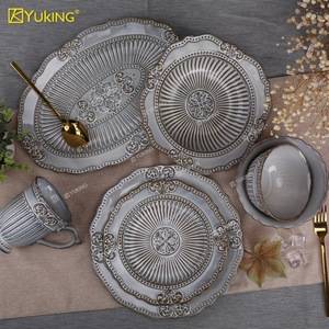 Ensemble de <span class=keywords><strong>vaisselle</strong></span> en céramique vintage en relief <span class=keywords><strong>baroque</strong></span>, <span class=keywords><strong>vaisselle</strong></span> de haute qualité pour la décoration intérieure - Product Image 2