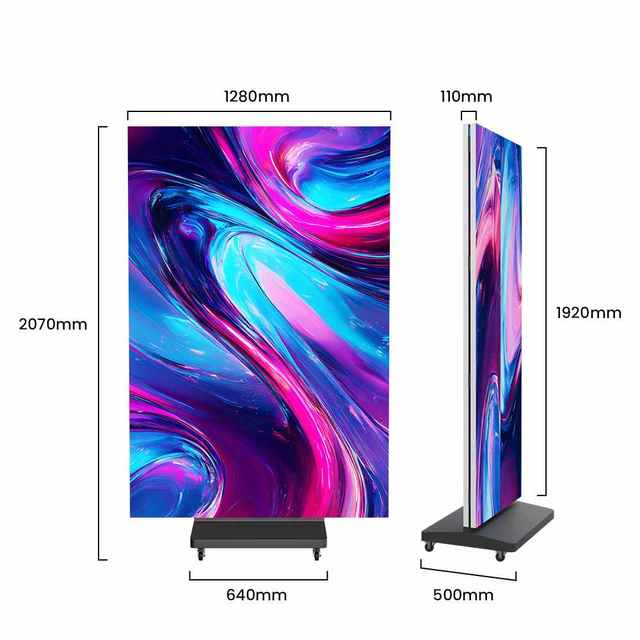 Ultra Thin Smart Outdoor Led Poster Tri Fold Led Poster Display Wall P2.5 Indoor Foldable Led Poster Screen