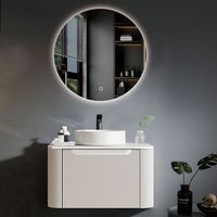 Pabrik Oem Odm Kustomisasi Meja Rias Kamar Mandi Minimalis Modern Tahan Air dari Kayu Lapis Warna Putih Gading untuk Proyek Gedung Perkantoran