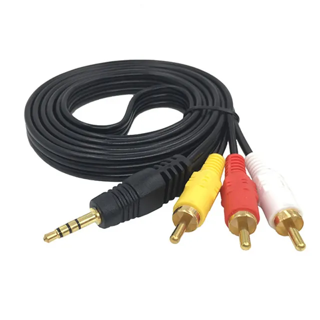 Kabel Audio adaptor RCA pria, berlapis nikel 3.5Mm ke 2 Male, kabel Aux Y untuk penerima Stereo, Speaker Smartphone Tablet Hdtv pemutar Mp3