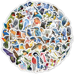 100 Pegatinas Decorativas <span class=keywords><strong>de</strong></span> Dibujos Animados <span class=keywords><strong>de</strong></span> Pájaros, Animales Pequeños, Loros y Pájaros Cuervos para Vasos <span class=keywords><strong>de</strong></span> Agua - Product Image 4