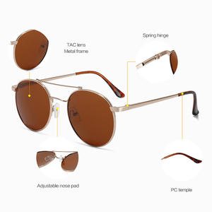 Lunettes de soleil unisexes à monture ronde en métal, noires, verres polarisés TAC UV400, pour la conduite, les voyages et les tenues tendance - Product Image 2