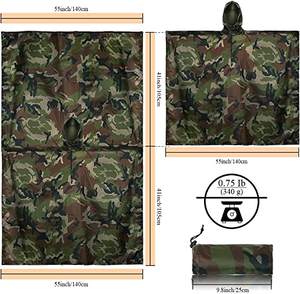 Woqi камуфляжная водонепроницаемая ветрозащитная легкая Толстая оксфордская ткань с длинным рукавом Роскошная модная накидка-пончо унисекс - Product Image 3