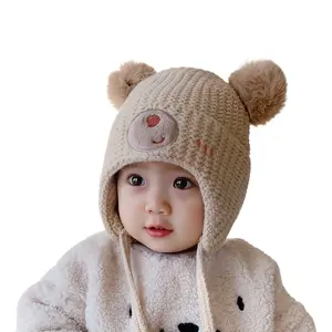 Automne hiver mignon super mignon enfant en bas âge enfants garçon fille pull laine chapeaux enfants épais bébé oreille protection doux chaud bonnets casquettes