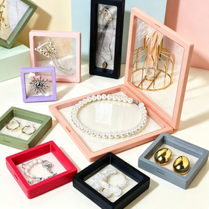 Boîte de présentation de bijoux 3D multicolore avec cadre flottant, film transparent anti-oxydation, étui de rangement pour bague, boucles d'oreilles, collier, pendentif - Product Image 6