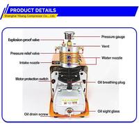 Compresor de Aire Portátil YiBang de 1500W, 300 Bar, 4500 Psi, 110V, 60Hz, 6.8L, sin Aceite, con Botella, 40 Minutos de Autonomía, Motor de 0-300 Bar