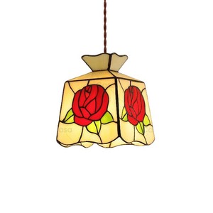 Lámpara colgante de vitral estilo Tiffany, cuadrada, con bombilla LED E27, iluminación decorativa para el hogar, para casa de huéspedes, cafetería, bar, restaurante - Product Image 4