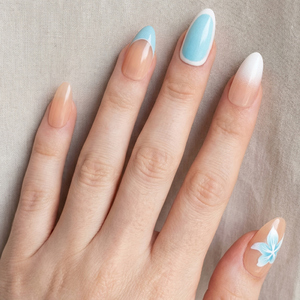 10 <span class=keywords><strong>Uñas</strong></span> Postizas Acrílicas Francesas Pre-Diseñadas con Pegamento, Longitud Media, Forma Almendrada, para Mujeres y Niñas - Product Image 3