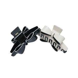 Pince à cheveux en acétate blanc et noir avec nœud pour femme, usage quotidien, style pince requin, accessoire de coiffure - Product Image 3
