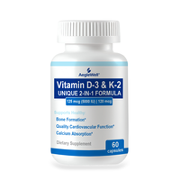 Aeglewell Vitamine D3 & K2 Complexe en Capsules – Formule D3 K2 Haute Concentration pour la Santé Osseuse et Cardiovasculaire – Vente en Gros