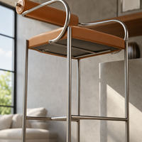 Tabouret de bar contemporain de 65 cm de hauteur avec coussin cylindrique et structure métallique – Vente en gros