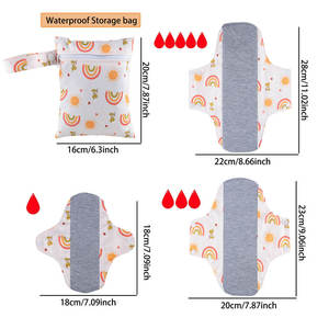 Ensemble de 4 serviettes hygiéniques féminines en graphène organique confortables et réutilisables, comprenant 3 serviettes hygiéniques et une pochette humide - Product Image 2