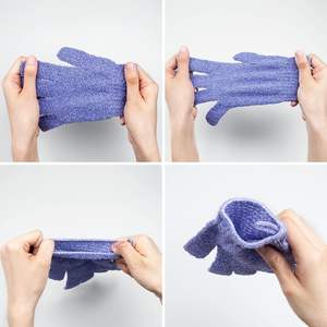 Guantes de baño exfoliantes de doble cara Piel de limpieza profunda para Spa Masaje Ducha Depurador Guantes exfoliantes para el cuerpo - Product Image 4