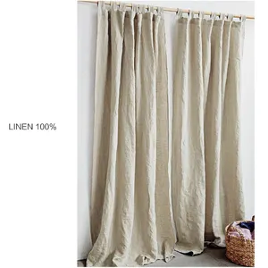 High Quality Nordic Elegant Natural 100% French Flax Linen bedroom curtain For Home Decorative