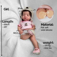 Poupée Reborn en Silicone Corps Entier Souple de 20 Pouces, Cheveux Implantés, Lavable, Bébé Fille Nouveau-né Réaliste, Cadeau de Noël, Articles de Collection