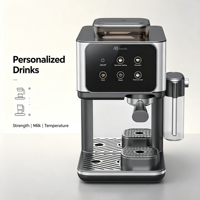 Cafetera Espresso Eléctrica Semiautomática Anbolife, 20 Bares, Molinillo Integrado, Pantalla Táctil, Cold Brew, OEM, Acero Inoxidable