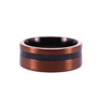 Trendiger Espresso-Wolfram-Ehering mit Ebenholz-Einlage Schwarzes Inneres Zertifizierter Unisex THX Schmuck für Männer