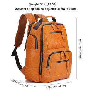 Mochila de Cuero Genuino para Hombre Dujiang, Gran Capacidad 20-35L, Bolsa de Viaje para Portátil, Estilo Retro, Color Sólido - Product Image 5