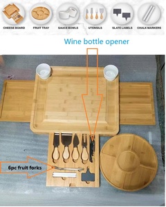 Juego de Tablas de Queso de Bambú Ecológicas, Bandeja de Charcutería de Lujo con Asa de Goma, Kit de Cubiertos, Apto para Lavavajillas, Popular para Bodas - Product Image 2