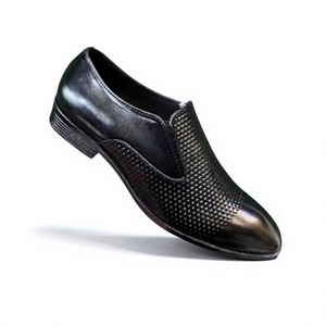 Men's Cow Leather Lace-Up Loafers Geometric Pattern Custom Toe Casual <b>Shoes</b> Fashionable Black Color Light Weight - Product Image 3