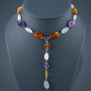 Bohemia Brand Bohemian Silver Plated Beaded Tassel <b>Necklace</b> Women's Amethyst Quartz <b>Statement</b> Jewelry Colorful Pendant Fashion - Product Image 4