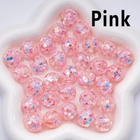 Perles acryliques rondes de haute qualité de 16 mm avec remplissage de sequins en résine colorée en forme de cœur pour la fabrication de bijoux DIY