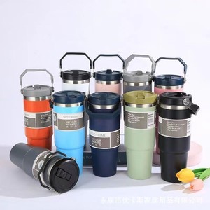30oz Double Layer Thermal Mug Gift Set 304 Stainless Steel Tumbler Water Bottle Portable Vacuum <strong>Flask</strong> <strong>with</strong> Handle <strong>Straw</strong> - Product Image 6